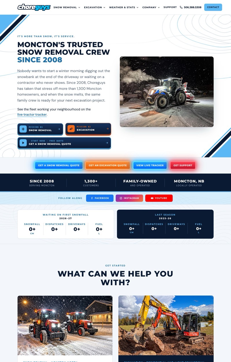 Choreguys website homepage (choreguys.ca), designed and built by CMN Ventures